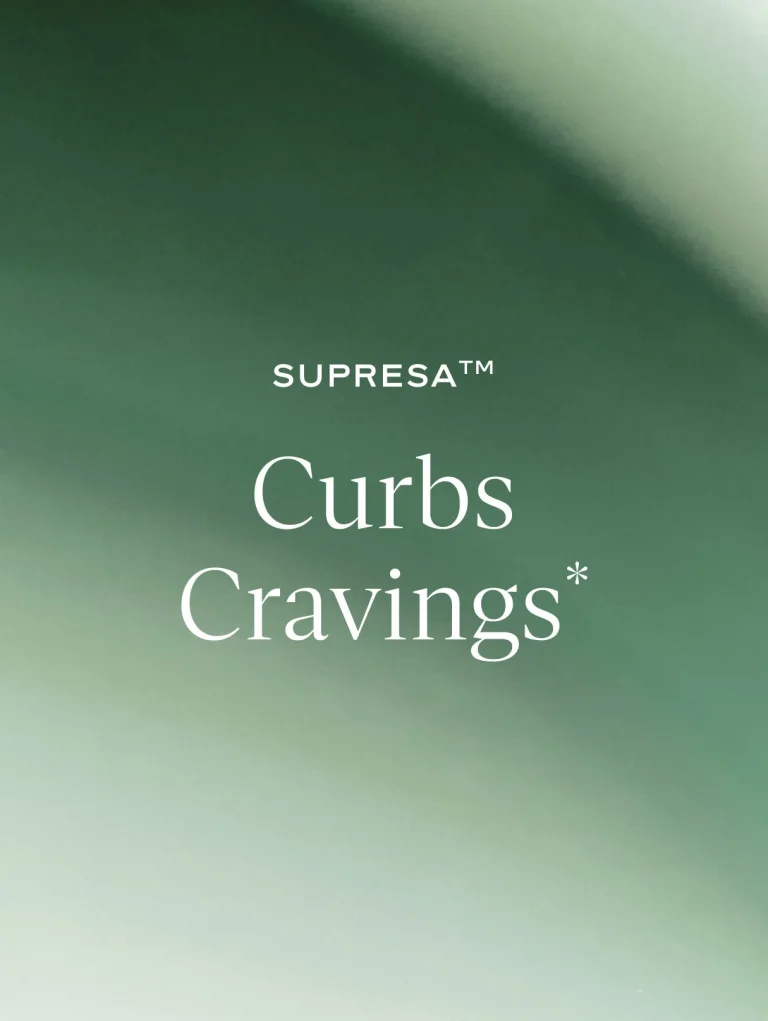 Sakara Metabolism Bite thermogenic gummies graphic on soft green gradient background stating Supresa curbs cravings